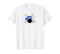Blue Drum Kit - Maglietta da Batterista Jazz Maglietta, Uomo, Bianco, 5XL