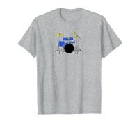 Blue Drum Kit - Maglietta da Batterista Jazz Maglietta, Uomo, Grigio Melange, XL