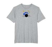 Blue Drum Kit - Maglietta da Batterista Jazz Maglietta, Uomo Taglie Grandi, Grigio Melange, 3X Tall