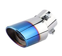 Blue Dual Wall Exhaust Tip 78mm Universal Stainless Steel Muffler Tip for Car Truck SUV 1PC Curved Pipe Tail Trim Automotive Exhaust System Accessory