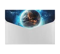 Blue Earth In The Space - Organizer per documenti a fisarmonica, con 6 tasche, espandibile, con etichette, cartelle per documenti da viaggio, buste in plastica con chiusura a scatto, 33 x 23 cm