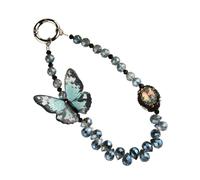 (Blue) Elegante cinturino per cellulare con farfalla e perline colorate, accessorio blu