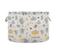 Blue Elephant Cartoon Carino cesto portaoggetti pieghevole e impermeabile cestini per organizzare con manico robusto roba 95 litri bidoni per ufficio coperta ufficio