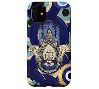 Blue Estetic Evil Eyes Collage Hamsa Hand Custodia per iPhone 11
