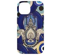 Blue Estetic Evil Eyes Collage Hamsa Hand Custodia per iPhone 14