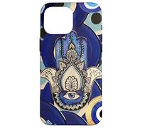Blue Estetic Evil Eyes Collage Hamsa Hand Custodia per iPhone 16 Pro Max