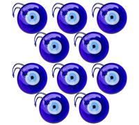 Blue Eye Pendant - 10 Pieces Glass Protection, luccky amuulet Blue Keychains Charms, Versatile Hanging Evil Eyes Decorator, Handmade Ropes Beads Necklace Craft - For Adult Teen Men Women Car Bag