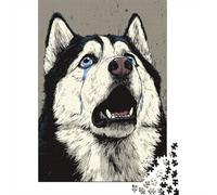 Blue-Eyed Husky Art Print Puzzle Impossible 1000Pcs Decorazione Per La Casa. Rilassamento E Intelligence Per Adulti E Ragazzi Da 14 Anni 52x38cm/1000pcs