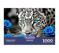 Blue-eyed Leopard Portrait Sturdy Thick Paper Pieces Improving Concentration, Patience And Logical Thinking in Spare Time 70x50cm/1000pcs