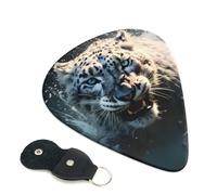 Blue Eyed Snow Leopard - 6 plettri per chitarra, stampa su entrambi i lati, per chitarra acustica, basso, ukulele, chitarra elettrica (0,46 mm, 0,71 mm, 0,96 mm)