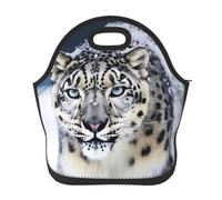 Blue Eyed Snow Leopard Borsa per il pranzo per donne e uomini, isolata, impermeabile, borsa termica per il pranzo, riutilizzabile, portatile, per lavoro, ufficio, picnic, viaggi