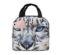Blue Eyed Snow Leopard Borsa per il pranzo per le donne riutilizzabile Lunch Box isolato Cooler Lunchbox Portatile Lunch Tote Bag per gli Uomini Grande Capacità Contenitore per il pranzo per Lavoro