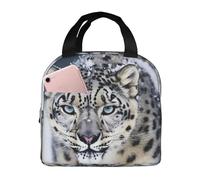Blue Eyed Snow Leopard Borsa per il pranzo per le donne riutilizzabile Lunch Box isolato Cooler Lunchbox Portatile Lunch Tote Bag per gli Uomini Grande Capacità Contenitore per il pranzo per Lavoro