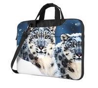 Blue eyed Snow leopard Laptop Tote Bag per gli uomini donne del manicotto del computer portatile borsa della spalla della borsa del messaggero del computer, nero, 14 inch