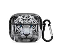 Blue Eyed Tiger - Custodia per auricolari Bluetooth, protezione completa, antiurto, custodia rigida con supporto per ricarica wireless con portachiavi, regalo personalizzato per AirPods 3