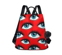 Blue Eyes Black Eyelashes Red Elegante zaino da donna, con cerniera antifurto, design multi tasca, poliestere trench