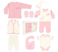 Blue Eyes Set regalo per neonati 100% cotone naturale, abbigliamento unisex, primo corredo, 8 pezzi, per bambini 0-4 mesi, Stella rosa., 0 Mesi