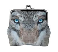 Blue Eyes Wolf Print Compact Coin Purse 11,5 x 10,5 cm carino mini portafoglio con chiusura a bacio sacchetto impermeabile