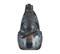 Blue Eyes Wolf Print Cross Chest Bag Diagonally Sling Bag, Borsa a tracolla per viaggi, escursionismo, lavoro