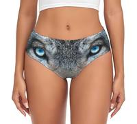 Blue Eyes Wolf Print Pragmatic Stretch Underwear Slip Donna Mutandine Vestibilità Confortevole Morbido Uso quotidiano, Nero , XS