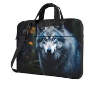 Blue Eyes Wolf1 - Borsa per computer portatile, con tracolla singola, compatibile con computer portatili da 13 a 15,6 pollici, nero, 14 inch