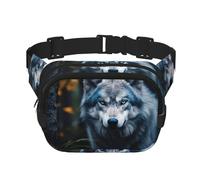 Blue Eyes Wolf1 - Marsupio da donna con stampa di Wolf1, per viaggi e corsa, nero, Taglia unica