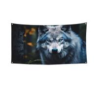 Blue Eyes Wolf1 Stampa Sfondo Appeso Banner Per Feste, Decorazione Interna Esterna Per Eventi Festivi