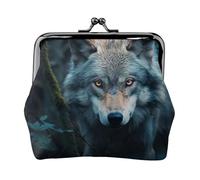 Blue Eyes Wolf2 - Portamonete con stampa di Wolf2, piccolo portamonete, porta carte di credito, portamonete, per donne e uomini, nero, taglia unica, vintage, Nero , Taglia unica, Vintage