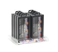 BLUE FARM | Espositori assortiti pinze, tronchesi, forbici decorati Espositore da banco kit manicure forbice pelle curva e pinza obliqua