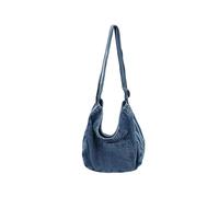 (Blue) Fashionable Washed Denims Canvas Crossbody Bag with Adjustable Strap Stylish Women Men Shoulder Bag for Work and Leisure Blue