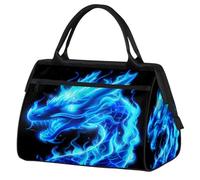 Blue Fire Borsa da palestra con drago cinese per uomo e donna, drago animale, da viaggio, sport, borsone impermeabile, per fine settimana, borsa da viaggio leggera
