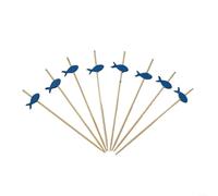 Blue Fish - Confezione da 100 stuzzicadenti per feste, antipasti, frutta, per eventi a tema sotto il mare, lunghezza 12 cm