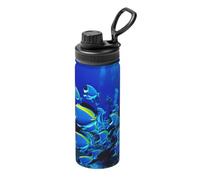 Blue Fish Ocean Stampa Stampa 18oz Bollitore Isolato Sport Bottiglia da Viaggio Versatile per Basket Outdoor