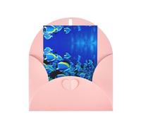 Blue Fish Ocean Stampa verticale Love Buckle Pearl Paper Holiday biglietto di auguri con buste per amici e familiari