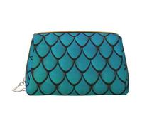 Blue Fish Scale Leather Hand Held Zipper Makeup Bag Storage Bag per vari oggetti portapenne, bianco, Taglia unica