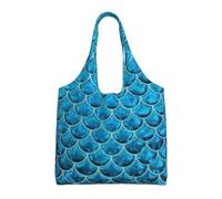 Blue Fish Scale Print Canvas Tote Bags per le donne Borsa della spesa riutilizzabile Grande Palestra Panno di Tela Pouchportable Shopping Bag