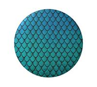 Blue Fish Scale Printing 6cm Round Tin Banda Distintivo Singolo Lato Stampato Perfetto Per Stile Personale Decorazione E Regalo, Misura unica, Metallo