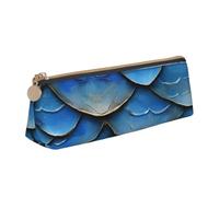 Blue Fish Scale Stampa Triangolare Astuccio Cancelleria Organizer Pouch Daily Travel Office Accessory
