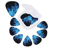 Blue Flame - Confezione da 12 plettri per chitarra con scatola organizer, 0,46 0,71 0,96 mm, spessore sottile, medio pesante, plettri astratti per chitarra elettrica, ukulele, basso