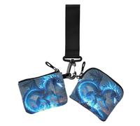 Blue Flame Dragon - Portafogli da donna con doppio cinturino da polso, sottile, staccabile, con cinturino da polso, confezione da 2, Drago di fiamma blu, 1 size, Casual