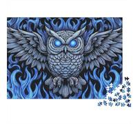 Blue Flame Owl Art Print Jigsaw Puzzle Impossible 1000 Pezzi Decorazione Per La Casa. Rilassamento E Intelligence Per Adulti E Ragazzi Da 14 Anni 52x38cm/1000pcs
