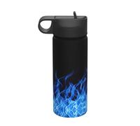 Blue Flame Printing The Print - Bollitore isolato sportivo in acciaio inox da 510 g, con coperchio, per adulti, uomini e donne