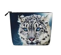 Blue Flame Trousse per cosmetici, organizer da viaggio a un unico strato, grande capacità, organizer quotidiano con cerniera, Blue Eyed Snow Leopard, Taglia unica