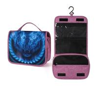 Blue Flames Tiger - Beauty case da viaggio da donna, con gancio per shampoo