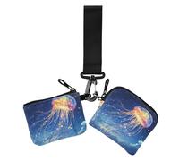 Blue Flash Mysterious Flying Jellyfish - Portamonete da donna, porta carte, mini portafoglio da polso alla moda con tasca con cerniera, 2 pezzi, Flash blu misterioso volare medusa, 1 size, Casual