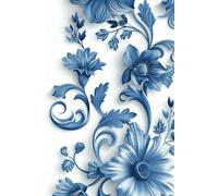 Blue Floral: 100 Unlined blank interior Pages, 6"x9" for Writing, Sketching, notes and creative ideas.