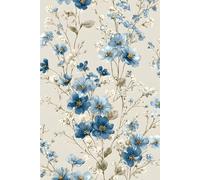 Blue Floral Graph Paper Notebook: Elegant Grid Journal: Vintage Flower Cover Math Sketch Notebook, 6x9 Inches, 110 Pages
