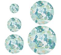 Blue Flower Bunnies 5 pezzi riutilizzabili ciotole coperture elastiche in 5 dimensioni per alimenti frutta cibo avanzi pasta pane prova