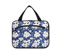 Blue-FLOWER e bianchi appesi borse da toilette per viaggiare con gancio, designer unisex kit da barba borsa per gli uomini per gli elementi essenziali da viaggio per le donne hotel kit de para mujer M