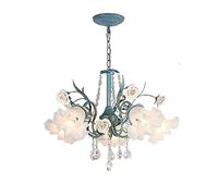 Blue Flower Pendant Lighting Fixture Modern Mid Century Blooming Curved Petals s Compatible with Dining Room House Entryway Kitchen Pendant Light (Blue 45 * 40cm)